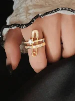 Starlit Safety Pin Finger Ring - Image 3