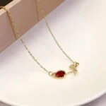 Ruby Tulip Pendant Necklace - Image 3