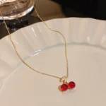 Ruby Cherry Charm Necklace - Image 2
