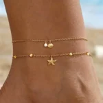 Starfish & Shell Layered Anklet - Image 4
