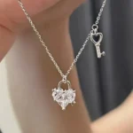 Heart Lock and Key Necklace - Image 2