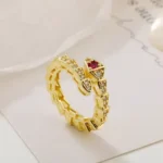 Ruby eye coiled serpent Ring