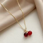 Ruby Cherry Charm Necklace