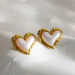 Puffy Pearl Heart Earrings - Image 5