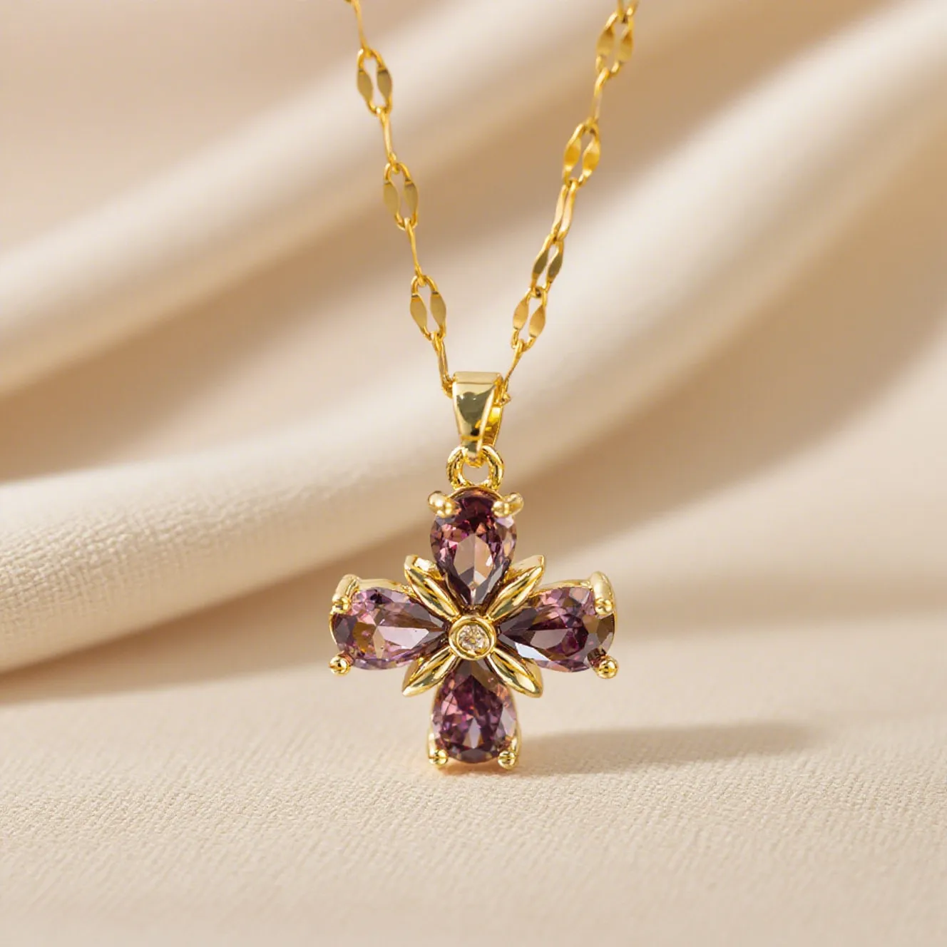 imgi_1_O1CN01gJP9Yx21JZJDESOxI_!!2220809516964-0-cib Amethyst Blossom Necklace - Image 1