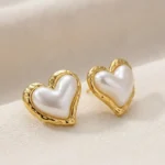 Puffy Pearl Heart Earrings