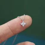 Tiny Silver Clover Zircon Necklace - Image 5