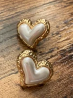 Puffy Pearl Heart Earrings - Image 7