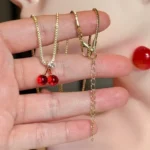 Ruby Cherry Charm Necklace - Image 4