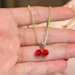 Ruby Cherry Charm Necklace - Image 3