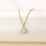 Classic Solitaire Zircon Pendant Necklace - Image 3