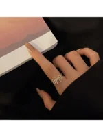 Sparkle Ribbon Bow Open Ring - Image 4