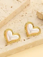 Puffy Pearl Heart Earrings - Image 8