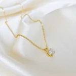 Classic Solitaire Zircon Pendant Necklace - Image 4