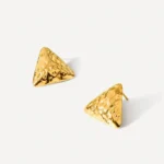 Hammered Triangle Stud Earrings - Image 2