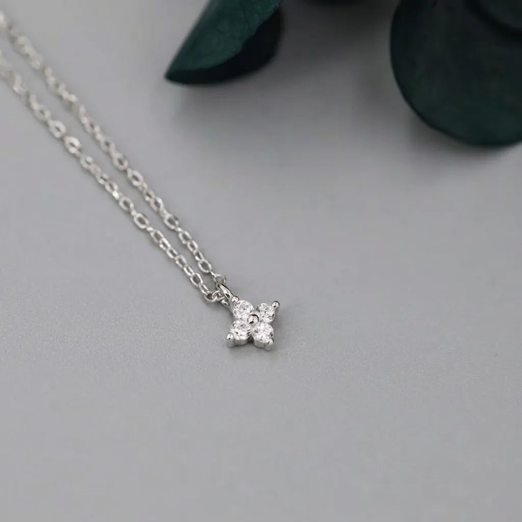 imgi_5_27bd1ff2-2d88-4f38-82e8-21fc1fde5c1f Tiny Silver Clover Zircon Necklace - Image 1