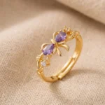 Lavender Bow Crystal Ring - Image 3