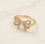 Sparkle Ribbon Bow Open Ring
