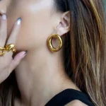 Freeform Gold Hoop Earrings - Image 3