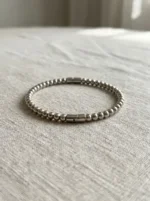 Silver Beaded Bamboo Openable Bracelet - Image 5
