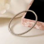 Silver Beaded Bamboo Openable Bracelet - Image 2