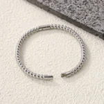 Silver Beaded Bamboo Openable Bracelet - Image 4