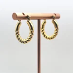 Ribbed Croissant Hoops Earrings - Image 2
