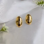 Bold Oval Dome Gold Stud Earrings
