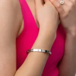 Silver Halo Dot Bangle Bracelet - Image 4